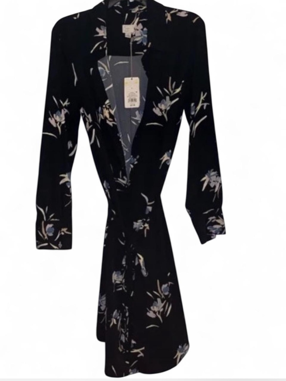 A New Day long-sleeve collared floral shirt dress, button-down front, size L